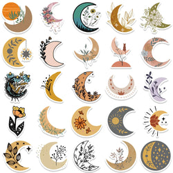 10/30/50PCS Pretty Bohemia Flower Moon Stickers Aesthetic Decoration DIY Skateboard Guitar Laptop Scrapbook Fridge Decals Toys (ONLINE ORDER ONLY)