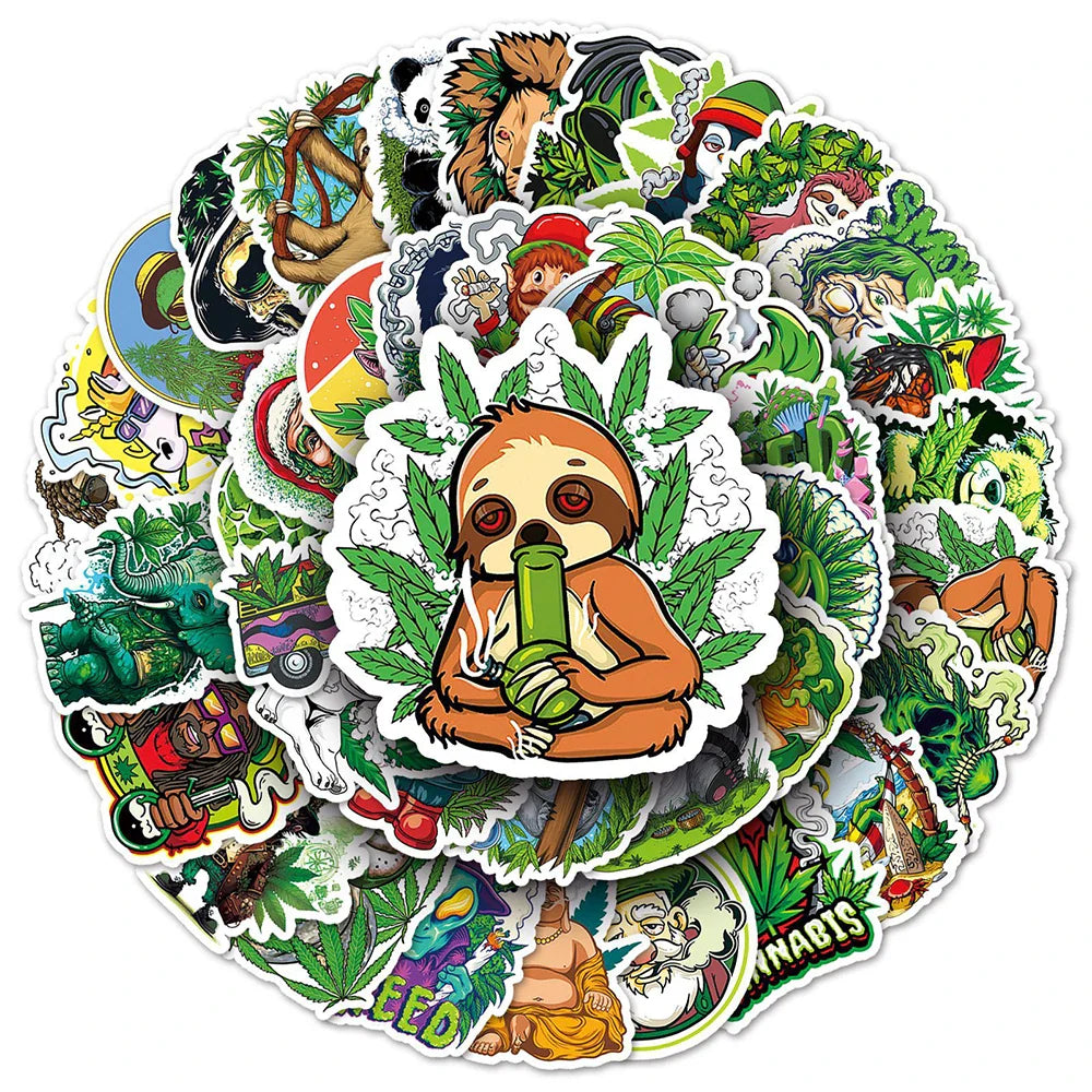 10/30/50/100PCS Funny Characters Weed Sticker Packs (ONLINE ORDER ONLY)