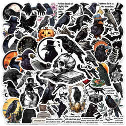 50pcs Cool Cartoon Aesthetic Bird Crow Stickers Water Bottle Stickers Laptop Luggage Skateboard Waterproof Vinyl Car Decals (ONLINE ORDER ONLY)