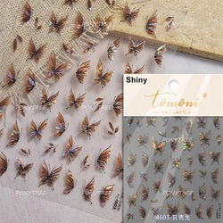 Butterfly Flower Hollow Out Lace Delicate Floral Print Shiny Cloth Block Insect Self Adhesive Nail Art Stickers Manicure Decals (Online Order Only)