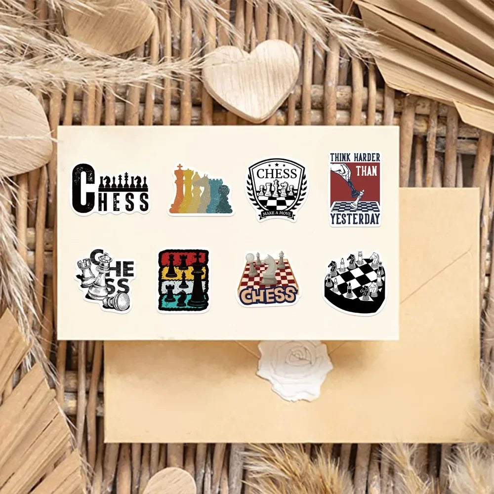 10/50pcs Chess Game Stickers Aesthetic Graffiti Decals For Laptop Luggage Skateboard Motorcycle Diary Waterproof Sticker (ONLINE ORDER ONLY)