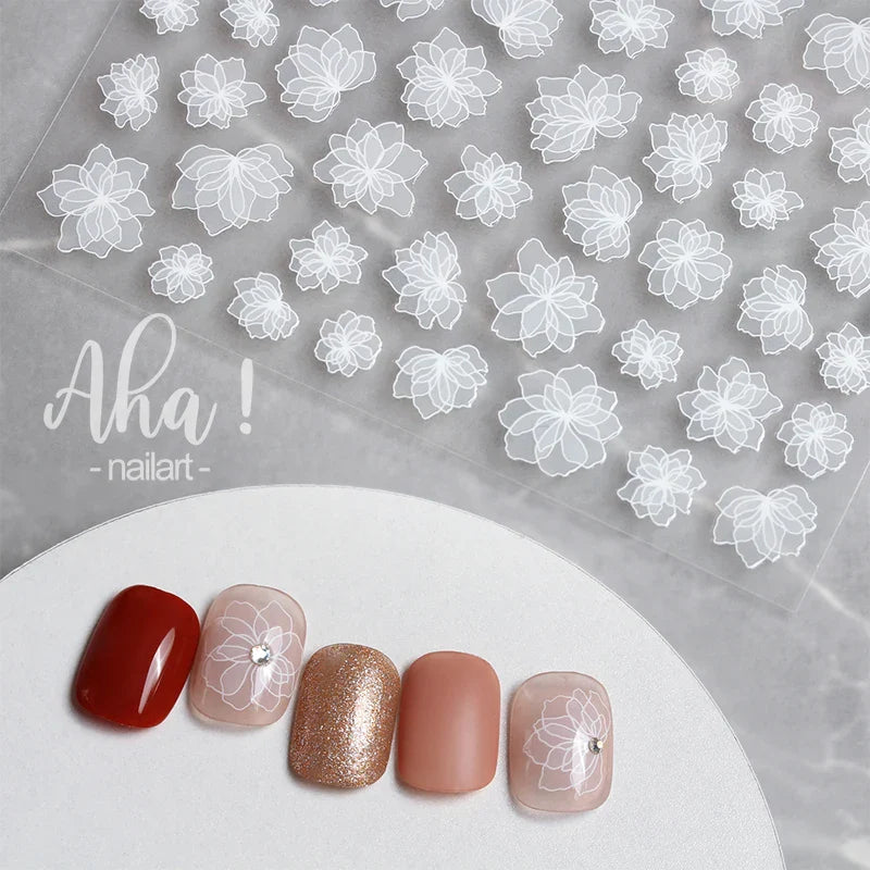 1pc Cute White Cloud Nail Stickers Ultra Thin Nail Art Stickers Self Adhesive Decals Star Moon/Flower/Clouds Kawaii Nail Decals (Online Order Only)