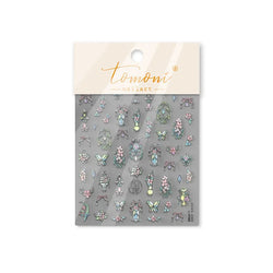 Retro Shiny Glazed Rococo Flower Window Dreamy Butterfly Geometric Frame Stamp Embossed Reliefs Nail Art Stickers Manicure Decal (Online Order Only)