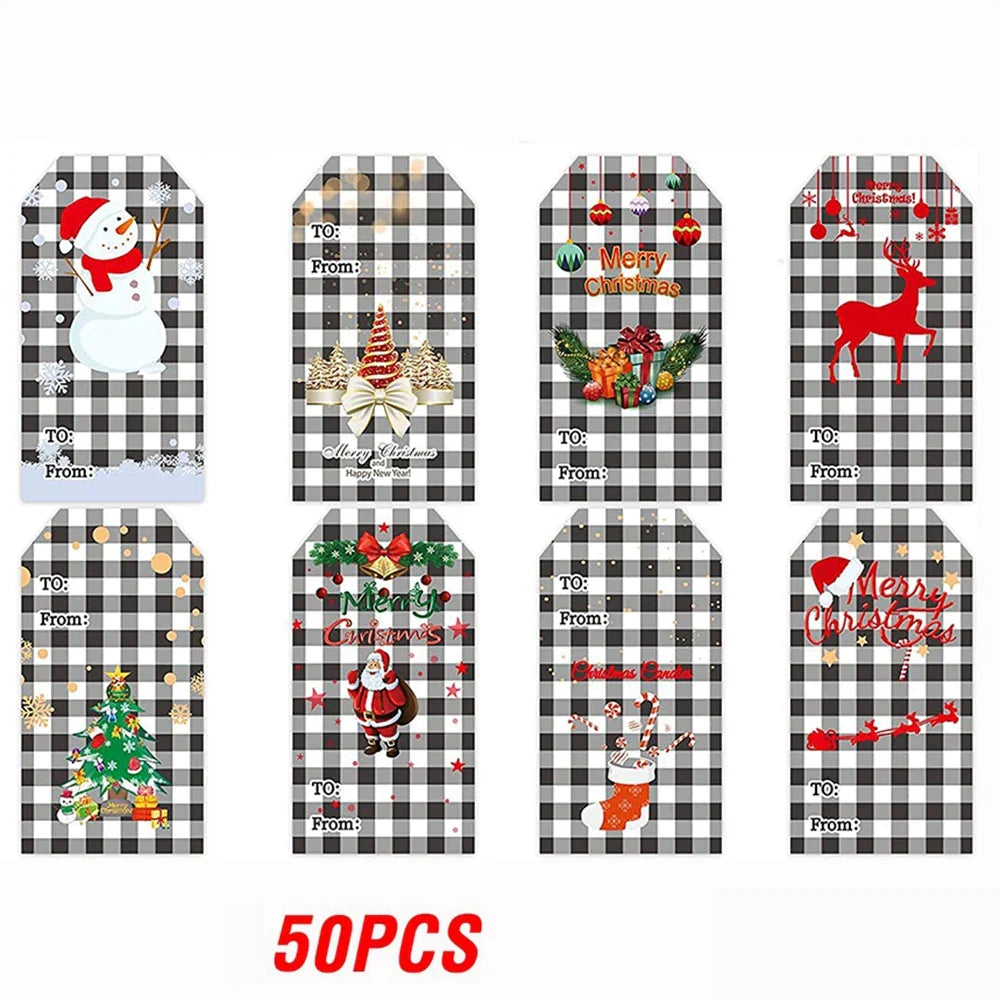 50-300Pcs Merry Christmas Theme Stickers for DIY Gift Decorate Baking Package Envelope Seal Labels Stickers Stationery  Stickers (Online Order Only)