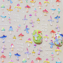 Cute Colored Mushrooms Water Bubbles Umbrella-shaped Plant Various Shapes Fungi Lovely Adhesive Nail Art Stickers Manicure Decal (ONLINE ORDER ONLY)