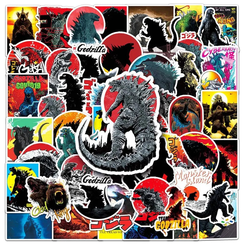 50pcs Godzilla Cartoon Stickers for Laptop, Phone, Car, Scooter, Suitcase, Water Bottle, Refrigerator (Online Order Only)