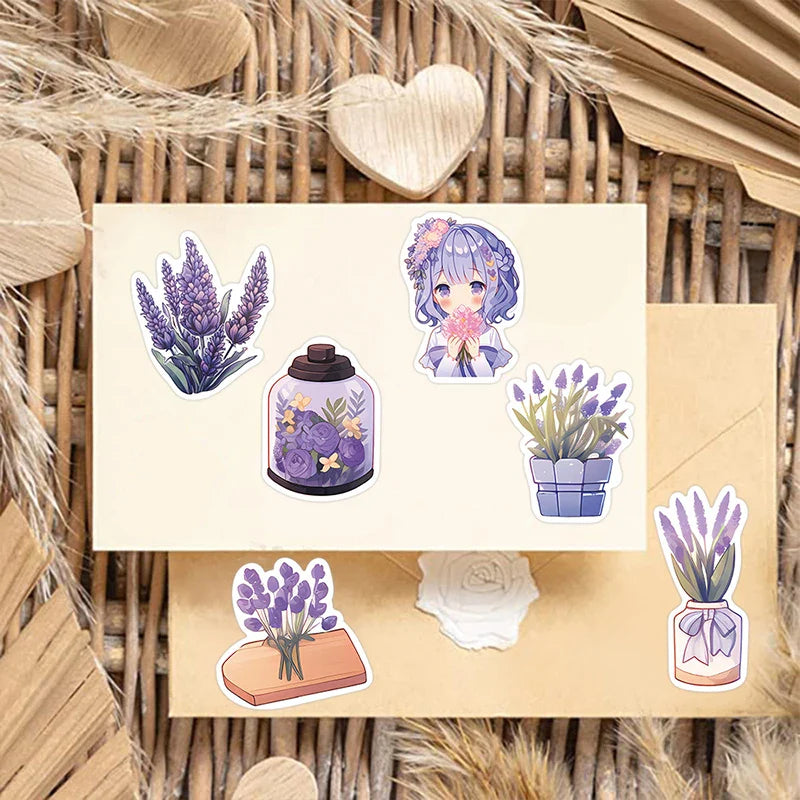 10/30/50PCS Purple Lavender PVC Sticker Aesthetic Children's Decoration Scrapbooking Korean Stationery School Supplies for Kids (ONLINE ORDER ONLY)