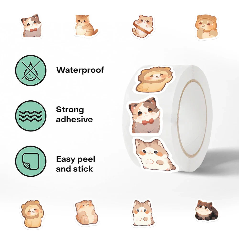 100-500pcs Cute Fat Cat Sticker Thank You Sticker DIY Gift Baking Package Decoration Lables Scrapbooking Stationery Supplies (ONLINE ORDER ONLY)