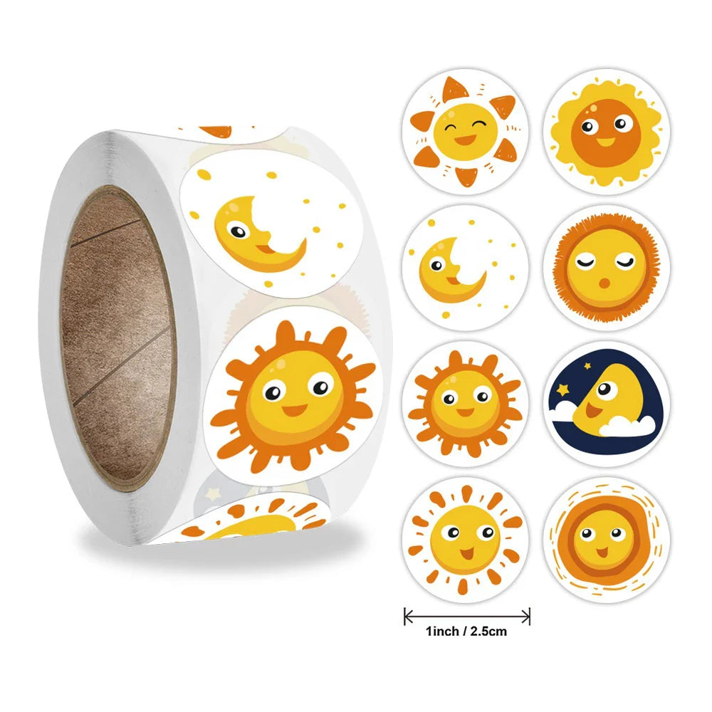 500pcs/roll Cute Cartoon Sealing Stickers Thank you Sticker Envelope Gift Decor Labels Children Stationery Stickers 1 Inch (ONLINE ORDER ONLY)
