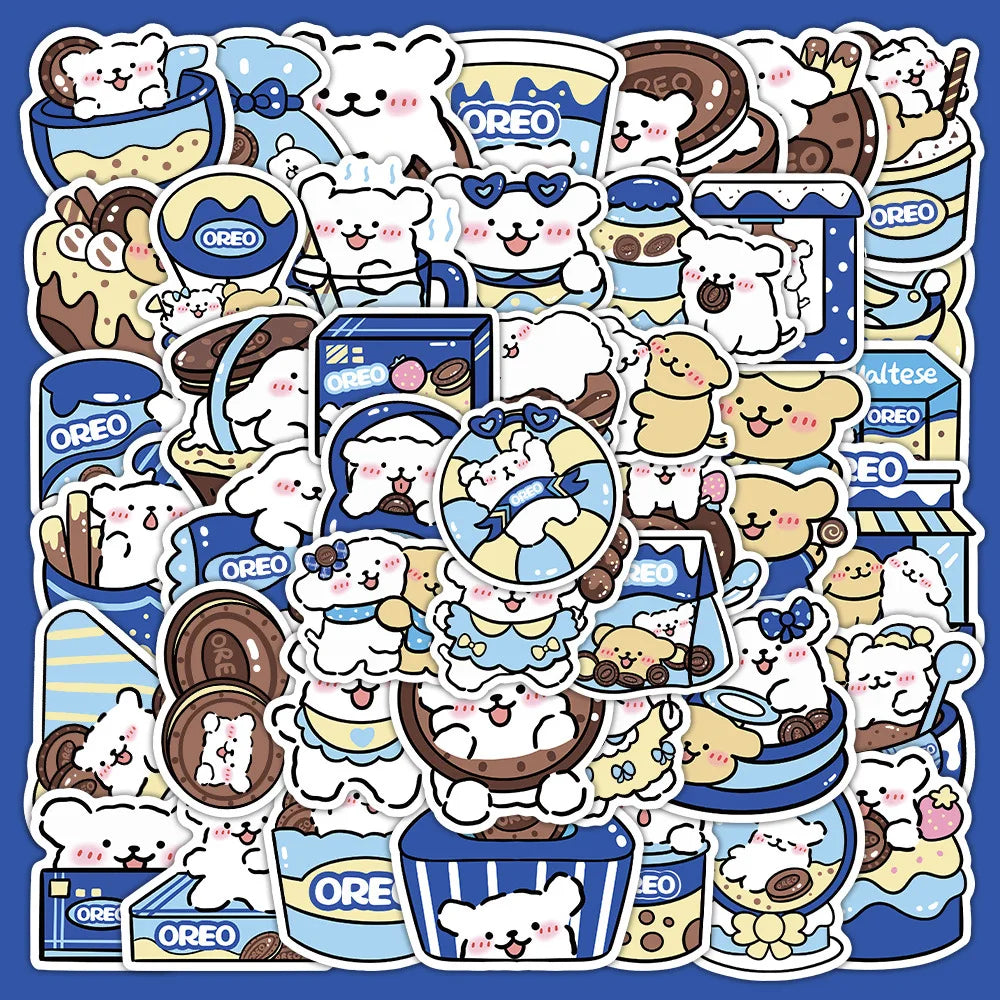 Blue Dog Cartoon Sticker Set - Waterproof PVC for Skateboard, Notebook, DIY Decor (Online Order Only)