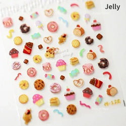 Colored Shiny Jelly Claw Paw Pudding Dessert Cherry Bowknot Cake Bow Tie Drink Food Love Heart Nail Art Sticker Manicure Decal (ONLINE ORDER ONLY)