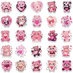 50pcs Cute Cartoon Love Heart Bear Stickers Kids Toy Vinyl Laptop Decals Luggage Phone Diary Guitar Car Waterproof Graffiti (ONLINE ORDER ONLY)