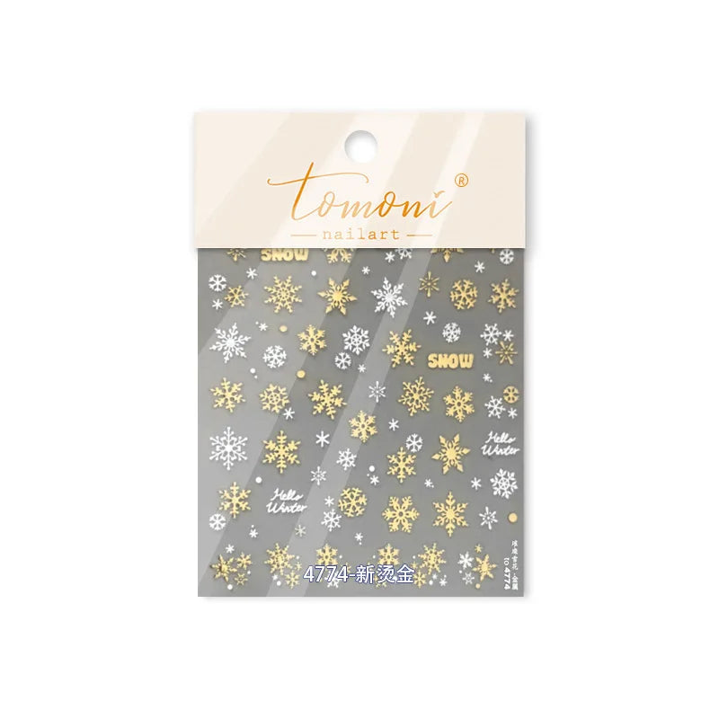 Shiny Pink Silver Hot Stamping Snow Adhesive Nail Art Sticker Snowflake Rhinestone Manicure Decal Nail Supplies for Professional (Online Order Only)