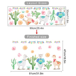 Boho Alpaca Cactus Nursery Wall Decals Kids Room Decor (ONLINE ORDER ONLY)