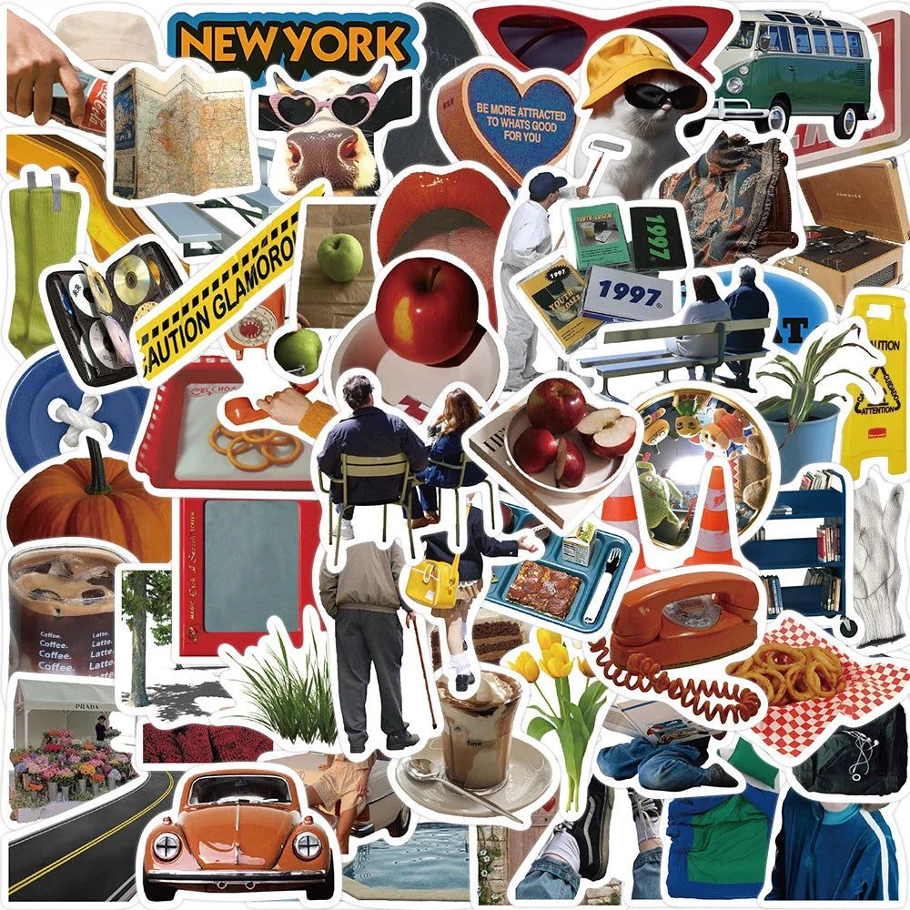 63pcs INS Harajuku Style Graffiti Stickers Decorated For Guitar Notes Luggage DIY Waterproof Laptop Water Cup Bicycle Sticker (ONLINE ORDER ONLY)