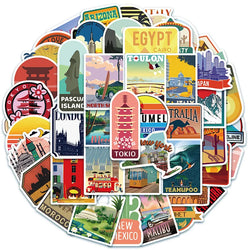 10/30/50PCS Retro World Landmark Travel Graffiti Stickers DIY Stationery Phone Travel Luggage Guitar Laptop Waterproof Sticker (ONLINE ORDER ONLY)