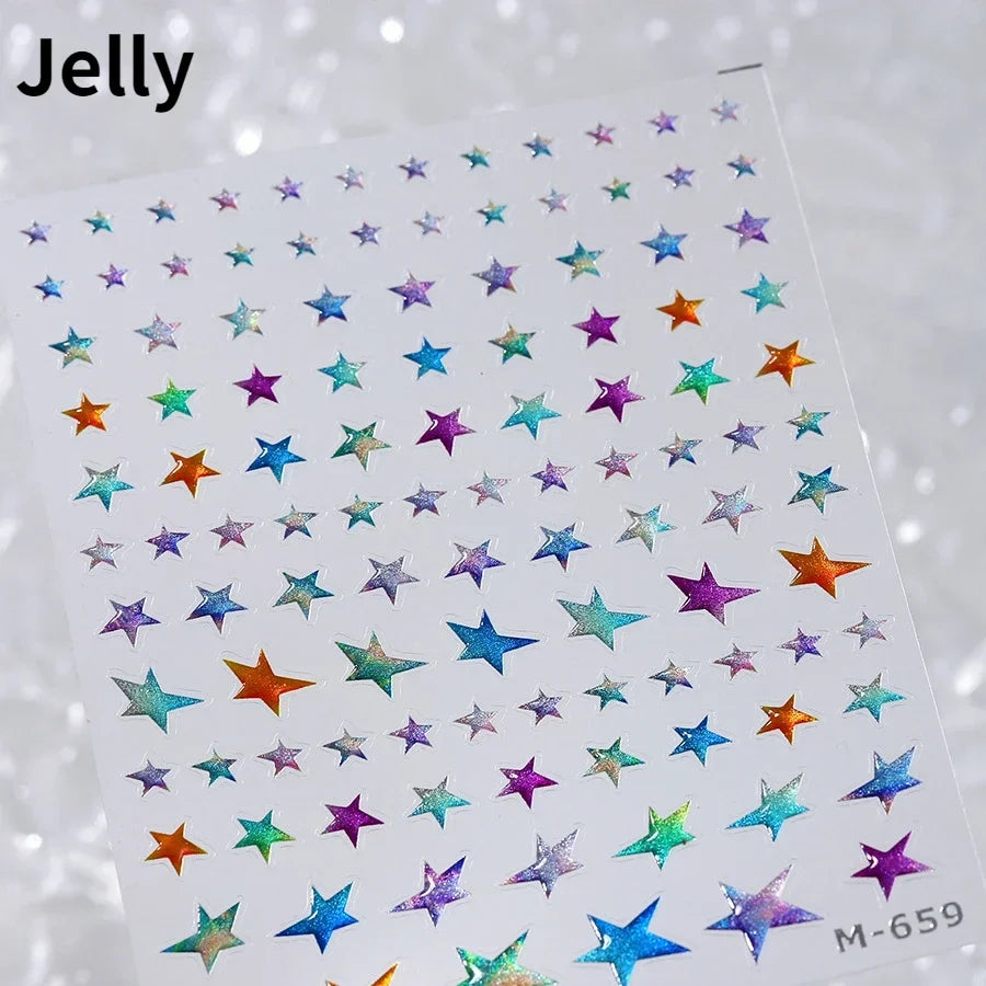 Dreamy Moon Star Cloud Butterfly Starrylight Rhinestone 5D Soft Embossed Relief Nail Art Sticker 3D Decal Decoration Manicure (ONLINE ORDER ONLY)