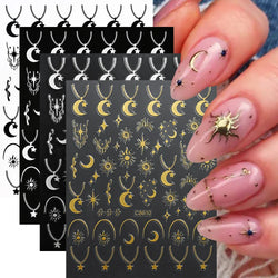 4pcs Roman Letter Design Nail Stickers Golden/Silvery/Black/White Alphabet Design Self Adhesive Decal English Words DIY Manicure (Online Order Only)