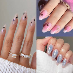 1Sheet Laser Star Nail Stickers 3D Metallic Mirror Gold/Silver Irregular Star Manicure Decals Y2K Self Adhesive Nails Decoration (ONLINE ORDER ONLY)