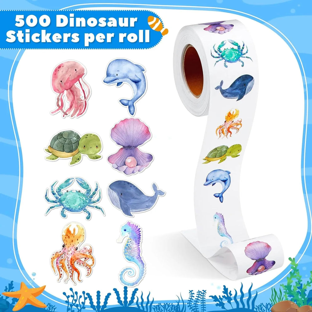 100-500pcs New Cartoon Marine Animal Park Dolphin Stickers for Kids Teacher Reward Encourage Sealing Label Stationery Sticker (ONLINE ORDER ONLY)