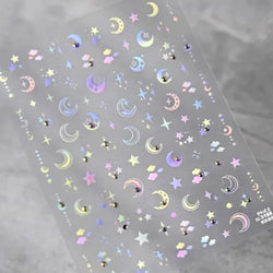 Dreamy Moon Star Cloud Butterfly Starrylight Rhinestone 5D Soft Embossed Relief Nail Art Sticker 3D Decal Decoration Manicure (ONLINE ORDER ONLY)
