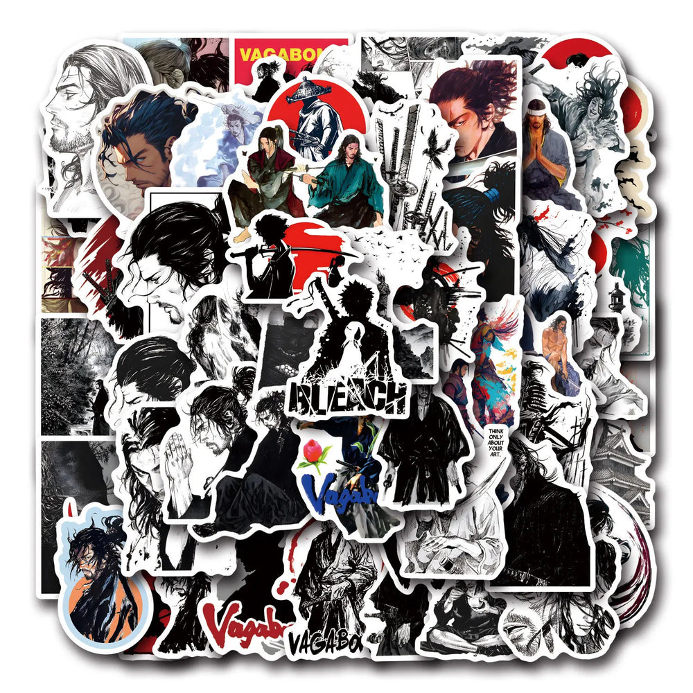 Vagabond Anime Stickers: 10/30/50/110PCS Cool Warrior Decals for Fridge, Laptop, Guitar, Phone, Bike (Online Order Only)
