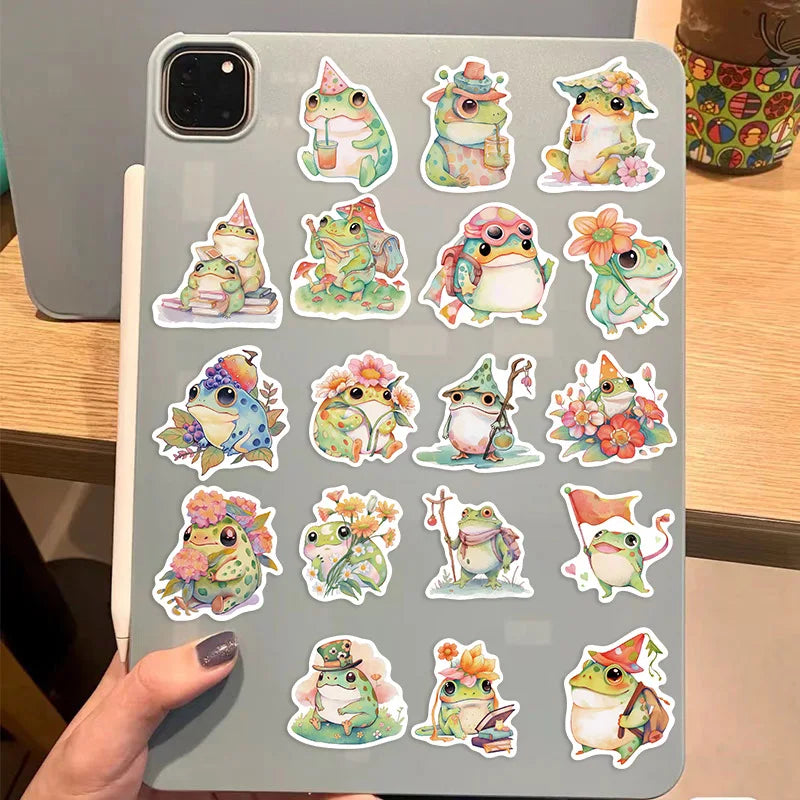 10/30/50PCS Cute Frog PVC Sticky Sticker Aesthetic DIY Korean Stationery Decoration Scrapbooking School Supplies for Kids (ONLINE ORDER ONLY)
