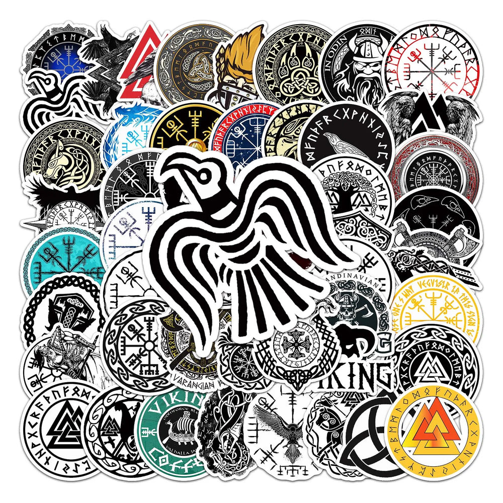 50Pcs Viking Cartoon Waterproof Vinyl Stickers for Skateboard Snowboard (ONLINE ORDER ONLY)