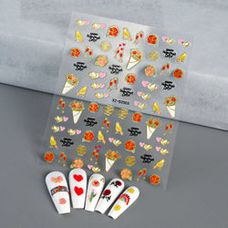 1pc Bohemian Valentine Nail Stickers 3D Self-Adhesive Fantasy Nail Art Glitter Sun, Heart, Lock, Star & Moon Designs Nail Decals (ONLINE ORDER ONLY)