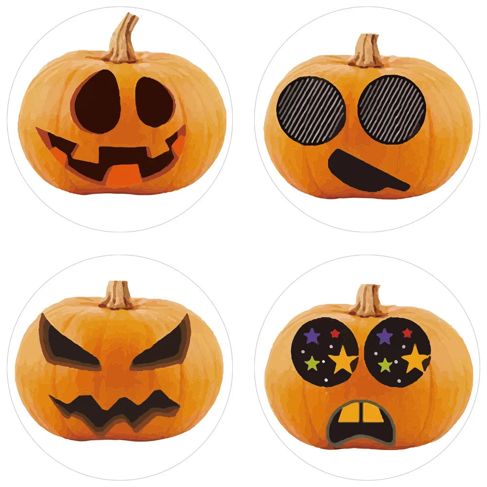 100-500pcs Halloween Stickers pumpkin Seal Labels 1inch Gold Foil Paper Decoration Sticker Wedding Gift Stationery Sticker (ONLINE ORDER ONLY)