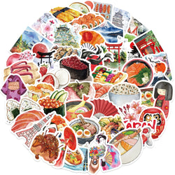 64pcs Watercolor Japan Travel Cartoon Graffiti Sticker DIY Phone Guitar Laptop Notebook Suitcase Cup Waterproof Sticker Kid Toy﻿ (Online Order Only)