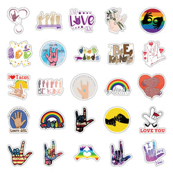 10/30/50PCS American Sign Language Finger Love Stickers Toys For Kid DIY Wateproof Suitcase Skateboard Phone Cute Cartoon Decals (Online Order Only)
