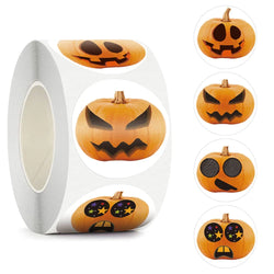 500pcs/roll Halloween Sticker Ghost Labels Gift Candy Bags Seal Stickers Halloween DIY Package Paper Sticker Party Decoration (Online Order Only)