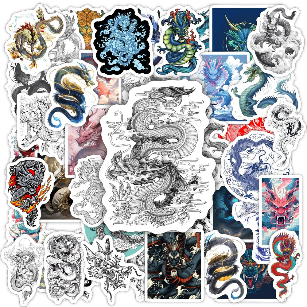 Cool Tradition Chinese Dragon Stickers Animal Aesthetic Decals DIY for Laptop Luggage Phone Scrapbook Waterproof Child Toy (ONLINE ORDER ONLY)