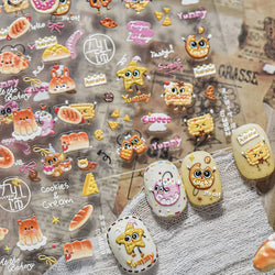 Sweet Cookies Biscuit Snack Delicious Doughnut Savoury Food Bicky Croissant Cheese Pudding Baguette Chic Nail Art Stickers Decal (ONLINE ORDER ONLY)