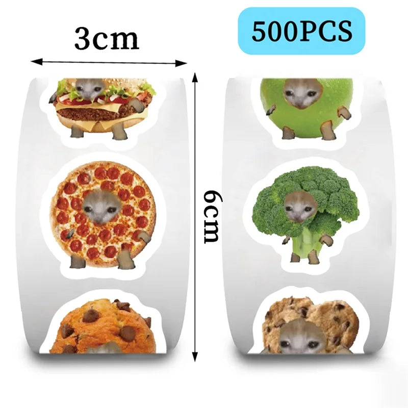 500PCS Cute Food Cat Paper Labels Thank You Sticker Sealing Decoration Scrapbooking Stationery Hand Accounting Supplies for Kids (ONLINE ORDER ONLY)