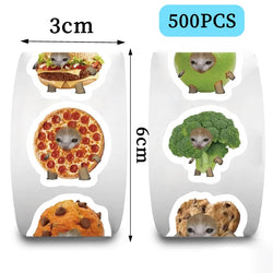 500PCS Cute Food Cat Paper Labels Thank You Sticker Sealing Decoration Scrapbooking Stationery Hand Accounting Supplies for Kids (ONLINE ORDER ONLY)