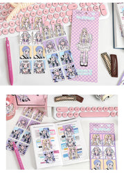 2pcs Ins Korean Style Anime Girl Scrapbooking Stickers Collage Diary Journal DIY Craft Aesthetics Decorative Stickers Stationery (ONLINE ORDER ONLY)
