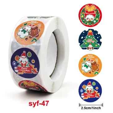 New kraft Paper Christmas White Snowflake Santa Claus Stickers Party Decoration Gift Sealer Office Stationery (ONLINE ORDER ONLY)