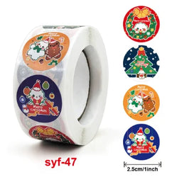 New kraft Paper Christmas White Snowflake Santa Claus Stickers Party Decoration Gift Sealer Office Stationery (ONLINE ORDER ONLY)