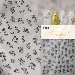 Dried Flowers Rose Butterfly Love Heart Golden Stroke Flying Crane Silver Adhesive Nail Art Stickers Rhinestone Manicure Decals (ONLINE ORDER ONLY)