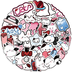 50Pcs Cute Funny Rabbit Animals Stickers Kawaii Cartoon Decals Skateboard Notebook Luggage Phone Car Sticker Toy (Online Order Only)