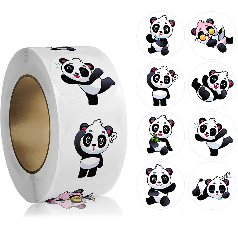 100-500pcs Cute Panda Animals Stickers for Kids School Encouragement Students Games Toy Reward Labels Stationery Stickers (ONLINE ORDER ONLY)