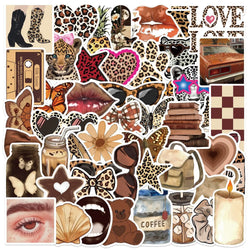 Leopard Aesthetic Stickers: Black & White for Snowboard, Laptop, Phone, Luggage, Guitar, Cup, Fridge (10/30/50PCS) (ONLINE ORDER ONLY)
