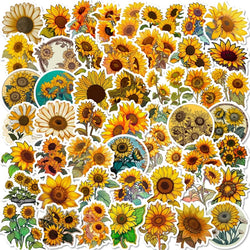 10/30/50PCS Pastoral Sunflower PVC Sticker Aesthetic Decoration Scrapbooking Stationery DIY Hand Accounting School Supplies (Online Order Only)