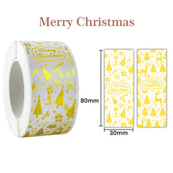 120pcs Rectangle Gold Foil Sticker Rose Gold Merry Christmas Stickers Gift Seal Labels Shipping Stickers For Decoration Envelope (Online Order Only)