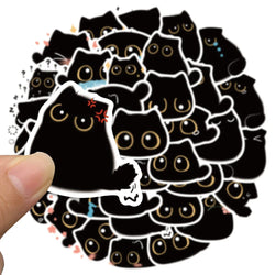 40pcs Cute Kawaii Cartoon Black Cat Stickers Kids Toy Vinyl Waterproof Graffiti For Laptop Phone Notebook Bicycle Car Decals (ONLINE ORDER ONLY)