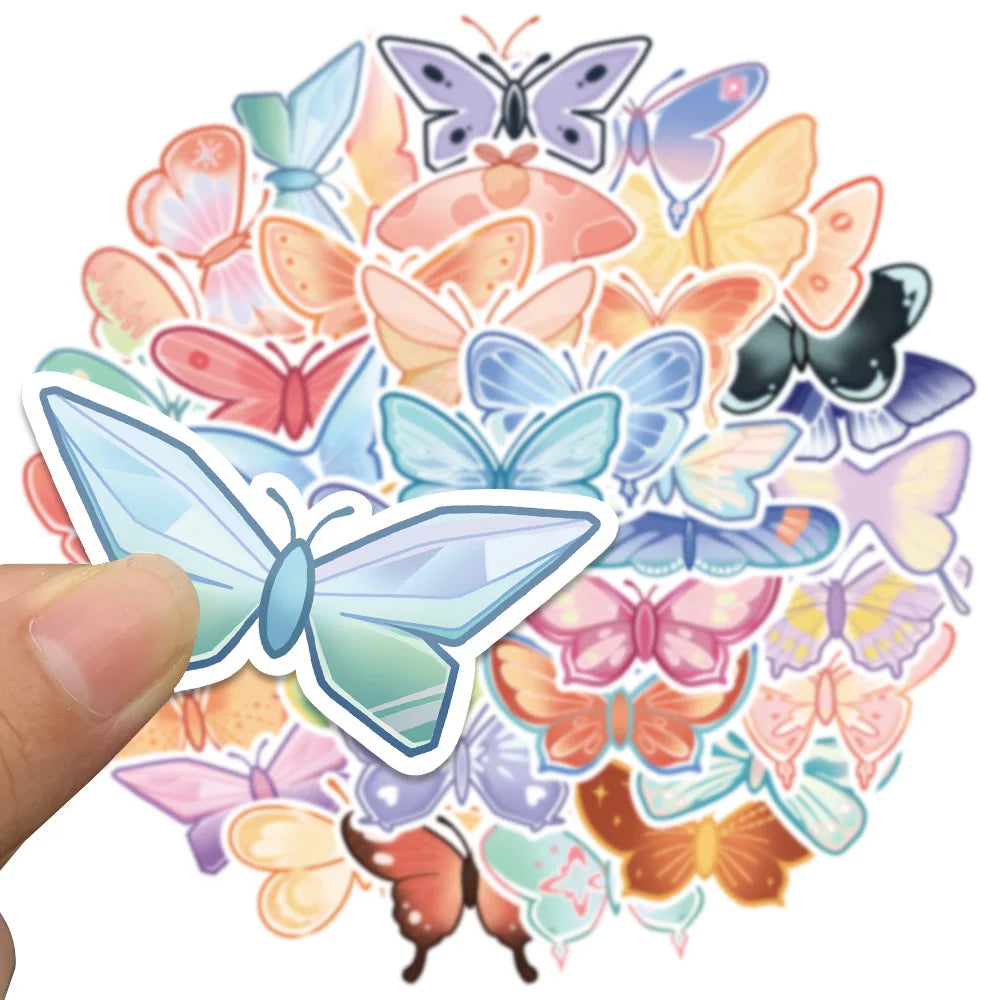 10/40Pcs Lovely Butterfly Label Stickers Set Decorative Stationery Craft Stickers Scrapbooking Diy Diary Album Stick Label (Online Order Only)
