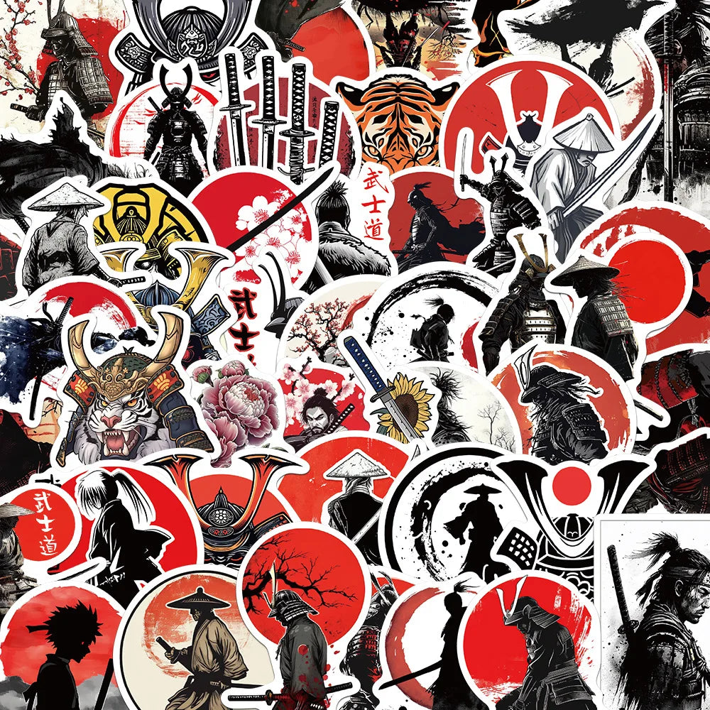 Cool Knight Warrior Bushido Cartoon Stickers for Phone Laptop Luggage Skateboard Kid Toy (ONLINE ORDER ONLY)