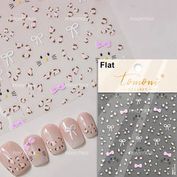 Colourful Grid Bowknot Charming Silk Ribbon Tie Chic 5D Self Adhesive Nail Art Sticker Sparkle Crystal Rhinestone Manicure Decal (ONLINE ORDER ONLY)